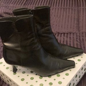 Black leather booties